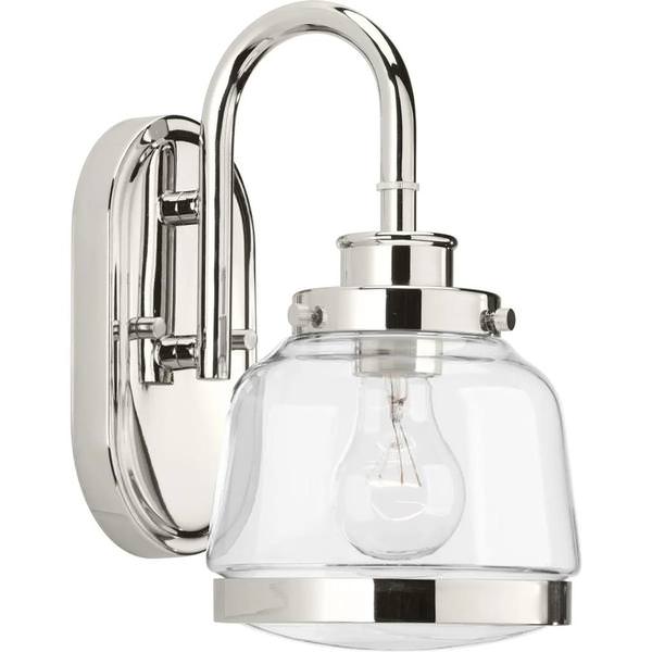 1 Light 120 volt Polished Nickel Vanity Clear Glass Light Fixture