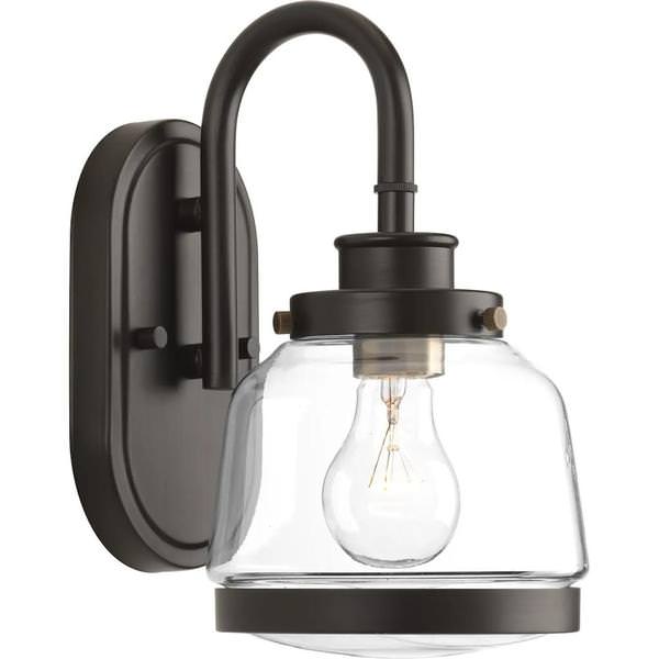 1 Light 120 volt Antique Bronze Vanity Clear Glass Light Fixture