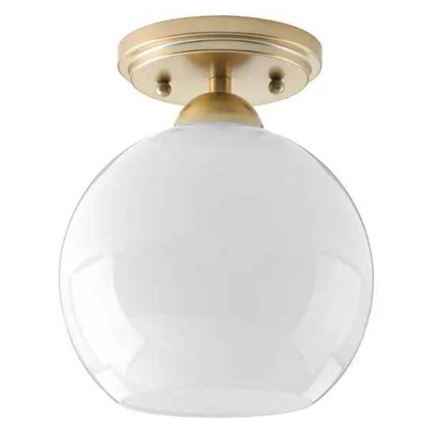 1 Light 120 volt Vintage Gold Opal Glass Shade Ceiling Light Fixture 1 Light 120 volt Vintage Gold Opal Glass Shade Ceiling Light Fixture