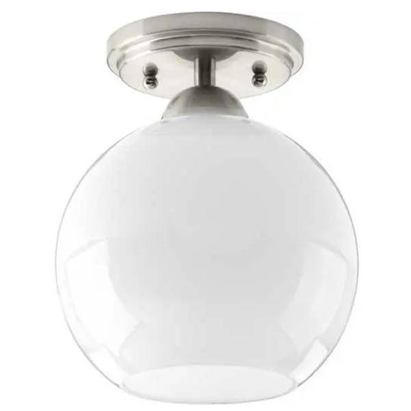 1 Light 120 volt Brushed Nickel Opal Glass Shade Ceiling Light Fixture