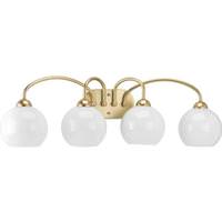 Progress Lighting 4 Light 120 volt Vintage Gold Vanity Opal Glass Light Fixture