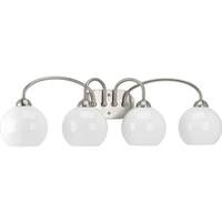 Progress Lighting 4 Light 120 volt Brushed Nickel Vanity Opal Glass Light Fixture