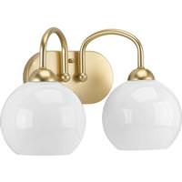 View 2 Light 120 volt Vintage Gold Vanity Opal Glass Light Fixture