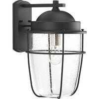 Progress Lighting 1 Light Black with Clear Seeded Glass Large Outdoor Wall Light Fixture