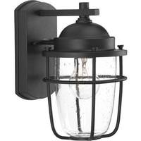 Progress Lighting 1 Light Black with Clear Seeded Glass Small Outdoor Wall Light Fixture