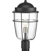 Progress Lighting 1 Light Black with Clear Seeded Glass Holcombe Post Top Lantern Light Fixture