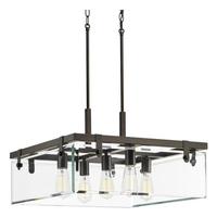 Progress Lighting 5 Light Antique Bronze Clear Beveled Panel Glass Pendant Light Fixture