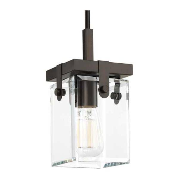 1 Light Antique Bronze Clear Glass Shade Dimmable Mini Pendant Light Fixture