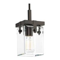Progress Lighting 1 Light Antique Bronze Clear Glass Shade Dimmable Mini Pendant Light Fixture