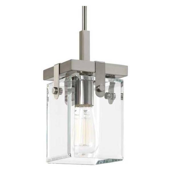 1 Light Brushed Nickel Clear Glass Shade Dimmable Mini Pendant Light Fixture