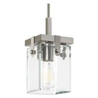Progress Lighting 1 Light Brushed Nickel Clear Glass Shade Dimmable Mini Pendant Light Fixture