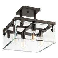 Progress Lighting 4 Light Antique Bronze Clear Beveled Glass Panels Ceiling Light Fixture