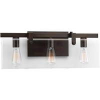 View 3 Light 120 volt Antique Bronze Vanity Clear Glass Light Fixture