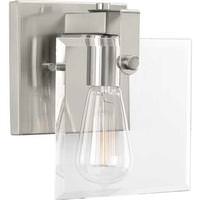 Progress Lighting 1 Light 120 volt Brushed Nickel Vanity Clear Glass Light Fixture