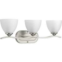 View 3 Light 120 volt Brushed Nickel Vanity Etched Glass Light Fixture
