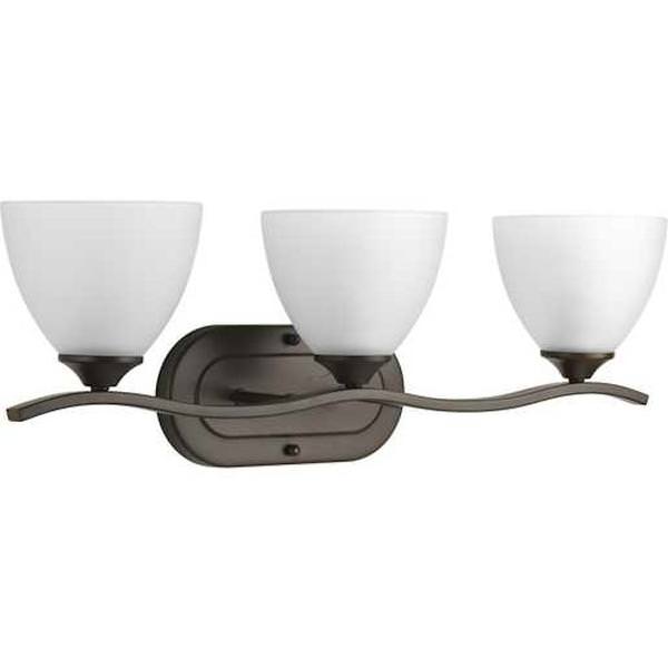 3 Light 120 volt Antique Bronze Vanity Etched Glass Light Fixture