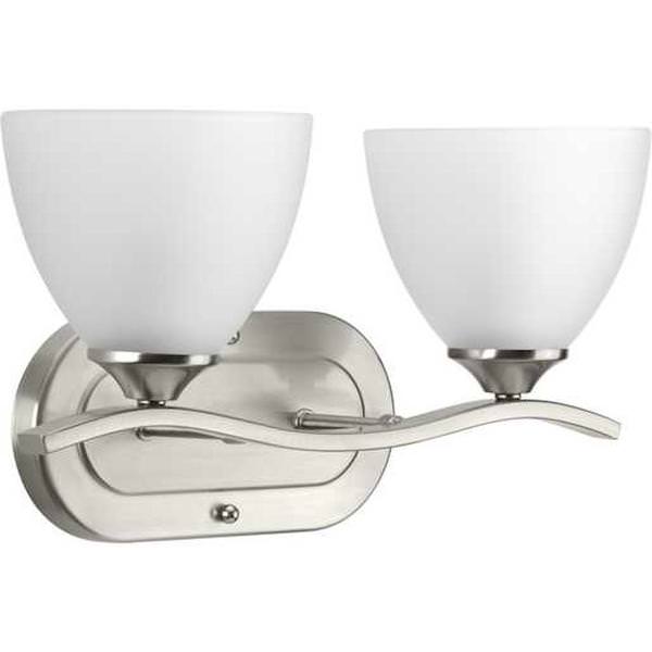 2 Light 120 volt Brushed Nickel Vanity Etched Glass Light Fixture