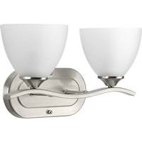 View 2 Light 120 volt Brushed Nickel Vanity Etched Glass Light Fixture