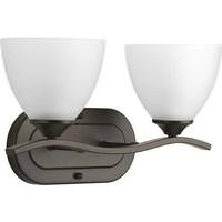 View 2 Light 120 volt Matte Black Vanity Etched Glass Light Fixture