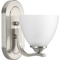Progress Lighting 1 Light 120 volt Brushed Nickel Vanity Etched Glass Light Fixture