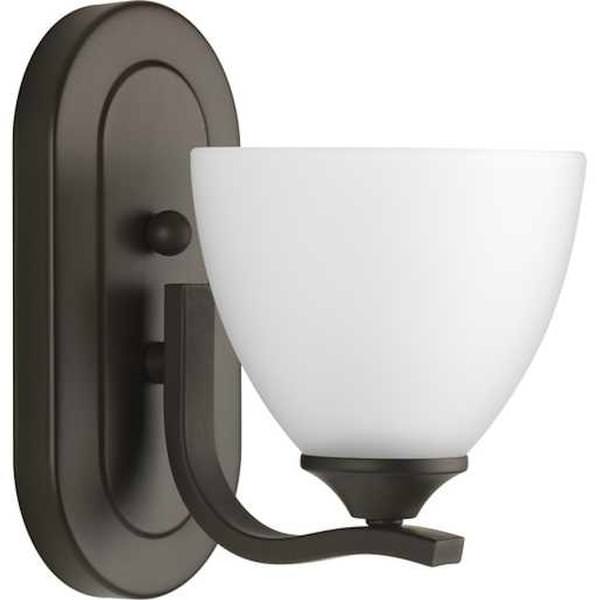 1 Light 120 volt Antique Bronze Vanity Etched Glass Light Fixture