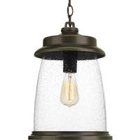 Progress Lighting 1 Light Antique Bronze with Clear Seeded Glass Hanging Lantern Light Fixture