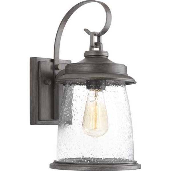 1 Light Antique Pewter with Clear Seeded Glass Medium Wall Light Fixture