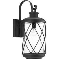 Progress Lighting 1 Light Black with Clear Seeded Glass Outdoor Hollingsworth Large Wall Light Fixture