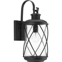 Progress Lighting 1 Light Black with Clear Seeded Glass Outdoor Hollingsworth Medium Wall Light Fixture