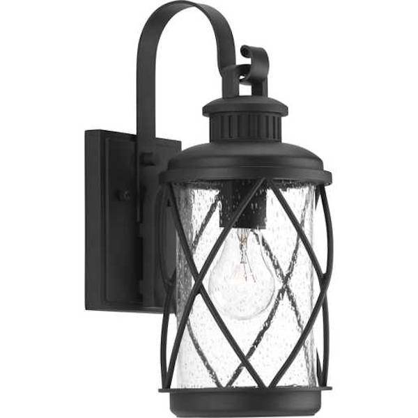 1 Light Black with Clear Seeded Glass Outdoor Hollingsworth Small Wall Light Fixture