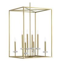 Progress Lighting 8 Light Vintage Gold White Marble Accents Pendant Light Fixture