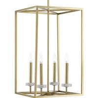 Progress Lighting 4 Light Vintage Gold White Marble Accents Pendant Light Fixture