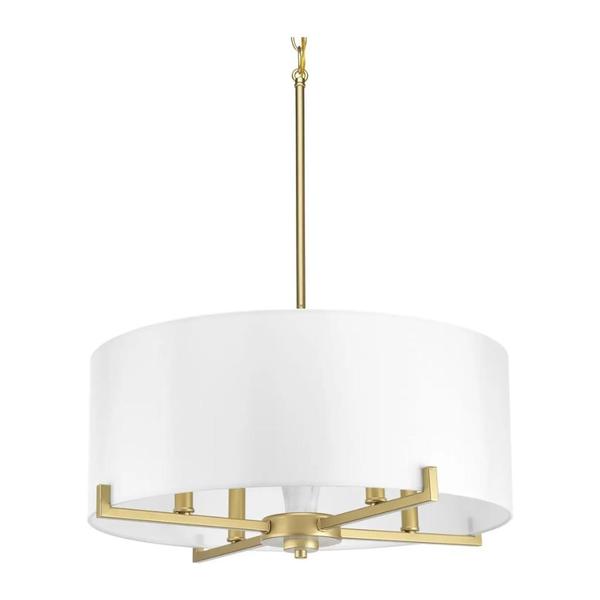 4 Light Vintage Gold White Silk Shade Mini Pendant Light Fixture
