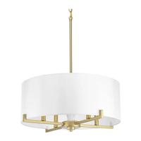 Progress Lighting 4 Light Vintage Gold White Silk Shade Mini Pendant Light Fixture