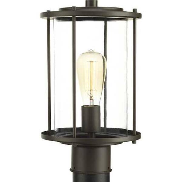 1 Light Antique Bronze with Clear Glass Post Top Light Fixture