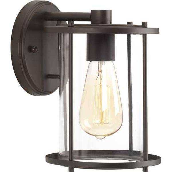 1 Light Antique Bronze with Clear Glass Wall Light Fixture