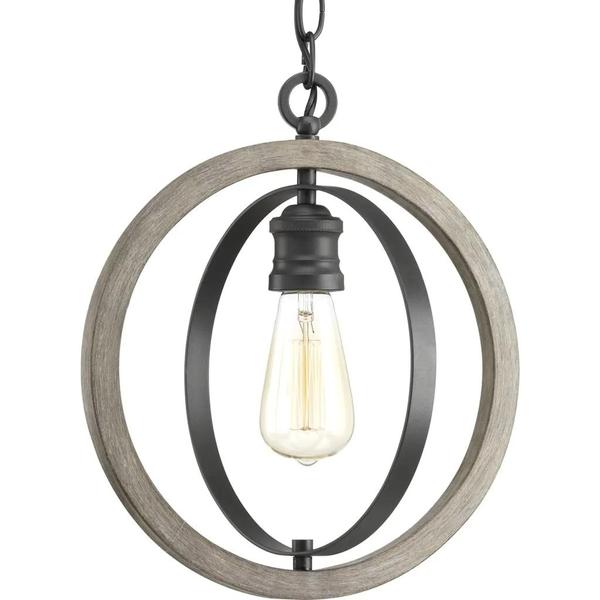 1 Light Graphite Finish Weathered Gray Pendant Light Fixture