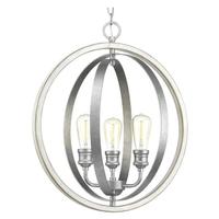 Progress Lighting 3 Light Galvanized Finish Antique White Pendant Light Fixture