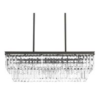 Progress Lighting 4 Light Antique Bronze Finish Prismatic Glass Linear Chandelier Light Fixture