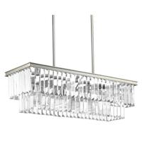 Progress Lighting 4 Light Silver Ridge Finish Prismatic Glass Linear Chandelier Light Fixture