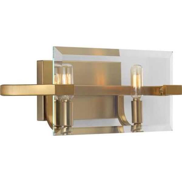 2 Light 120 volt Brushed Bronze Vanity Clear Glass Light Fixture