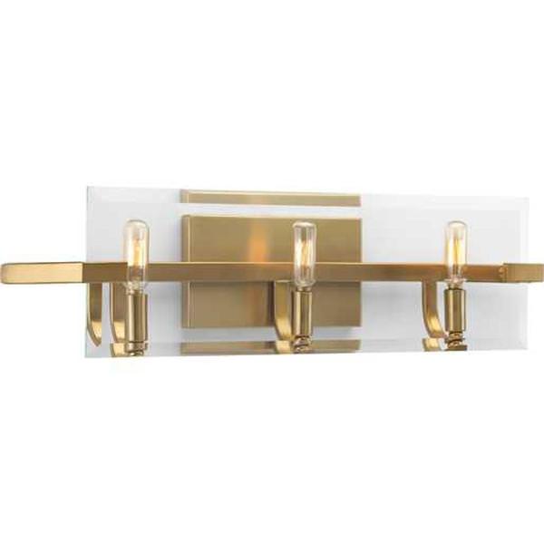 3 Light 120 volt Brushed Bronze Vanity Clear Glass Light Fixture