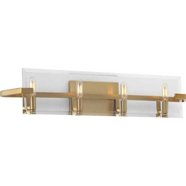 4 Light 120 volt Brushed Bronze Vanity Clear Glass Light Fixture