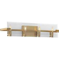 Progress Lighting 4 Light 120 volt Brushed Bronze Vanity Clear Glass Light Fixture