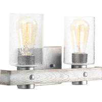View 2 Light 120 volt Galvanized Finish Vanity Clear Seeded Glass Light Fixture