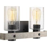 Progress Lighting 2 Light 120 volt Graphite Vanity Clear Seeded Glass Light Fixture