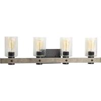 Progress Lighting 4 Light 120 volt Graphite Vanity Clear Seeded Glass Light Fixture