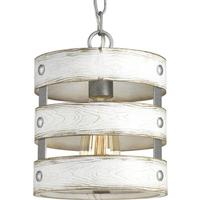 Progress Lighting 1 Light Galvanized Finish Antique White Pendant Light Fixture