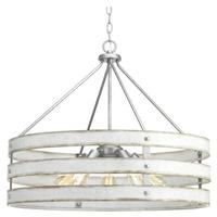 Progress Lighting 5 Light Galvanized Finish Antique White Pendant Light Fixture