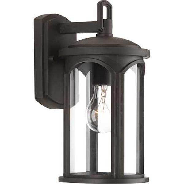 1 Light Antique Bronze with Clear Glass Cylinder Outdoor Gables Large Wall Light Fixture